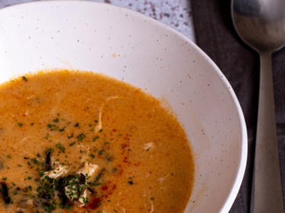 Turkish-Style Yoghurt Soup with Chicken and Wild Rice